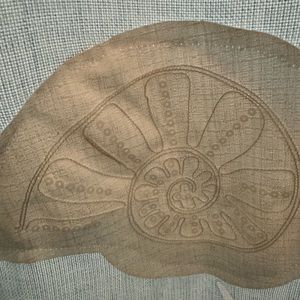 Avanti Linens Sequin Shells Shower Curtain Aqua Blue with White Shells